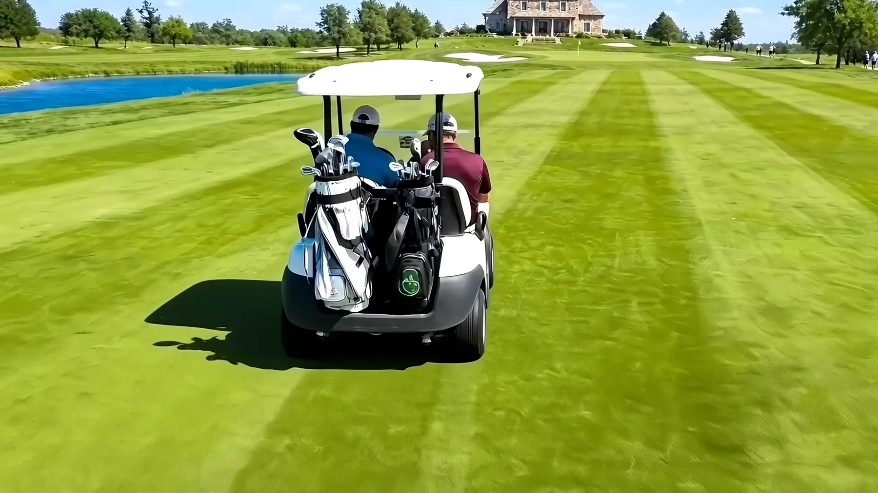 Golfer ordering from a phone in a golf cart